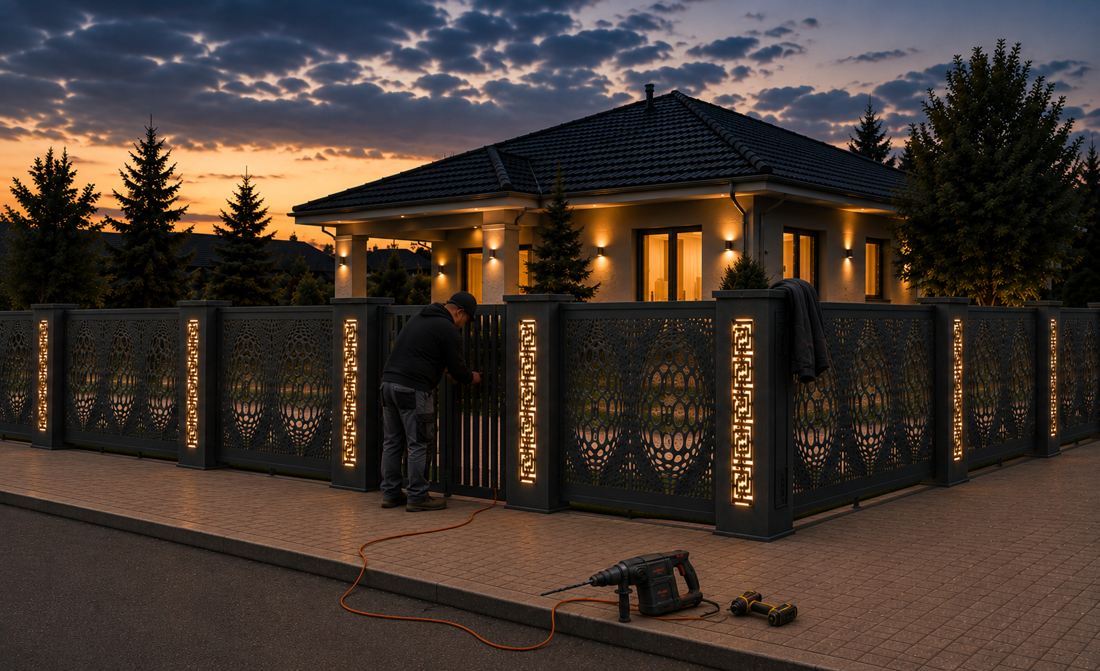 Laser-cut steel panels